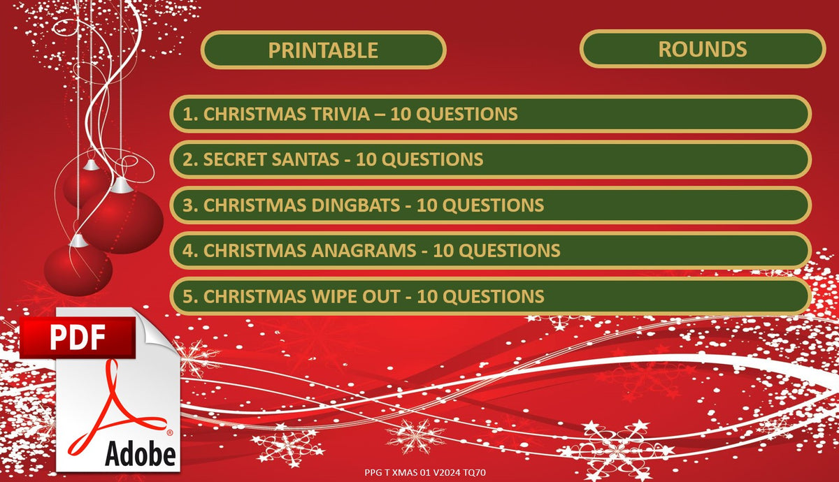 Bumper Christmas Quiz Printable PDF Format Power Pub Quiz