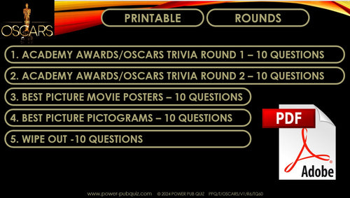 The Oscars Quiz - Printable PDF Format